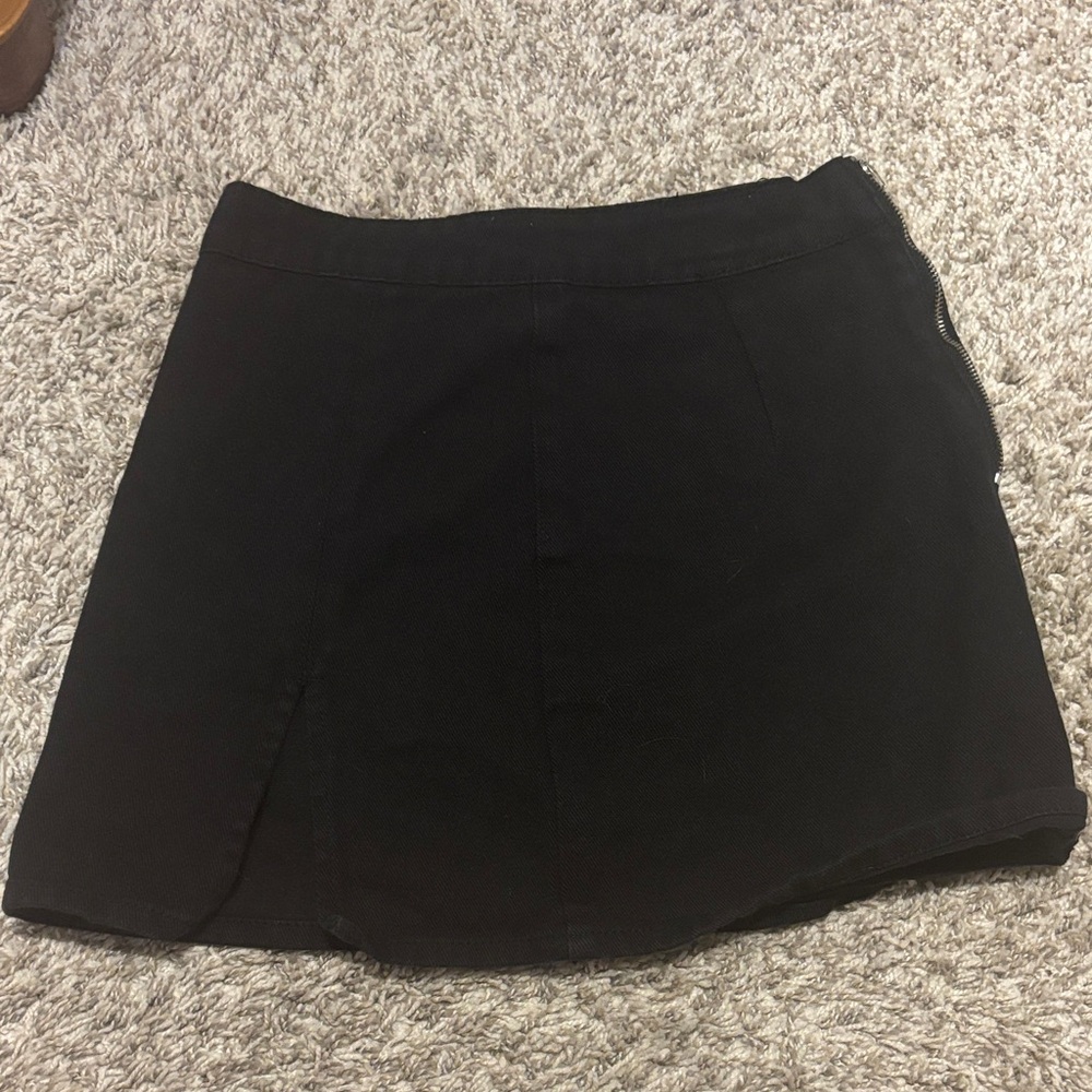 Princess Polly denim Black Mini Skirt with Side Zipper